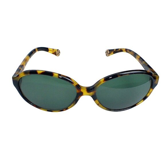 Tory Burch Tortoiseshell Sunglasses Acetate Frame Green Tinted Lenses - Picture 1 of 9